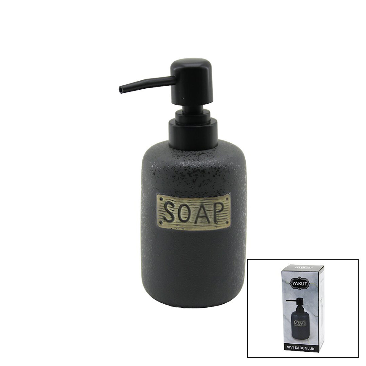 KISA ANTRASİT GRİ - MAT DESEN SERAMİK SIVI SABUNLUK 
