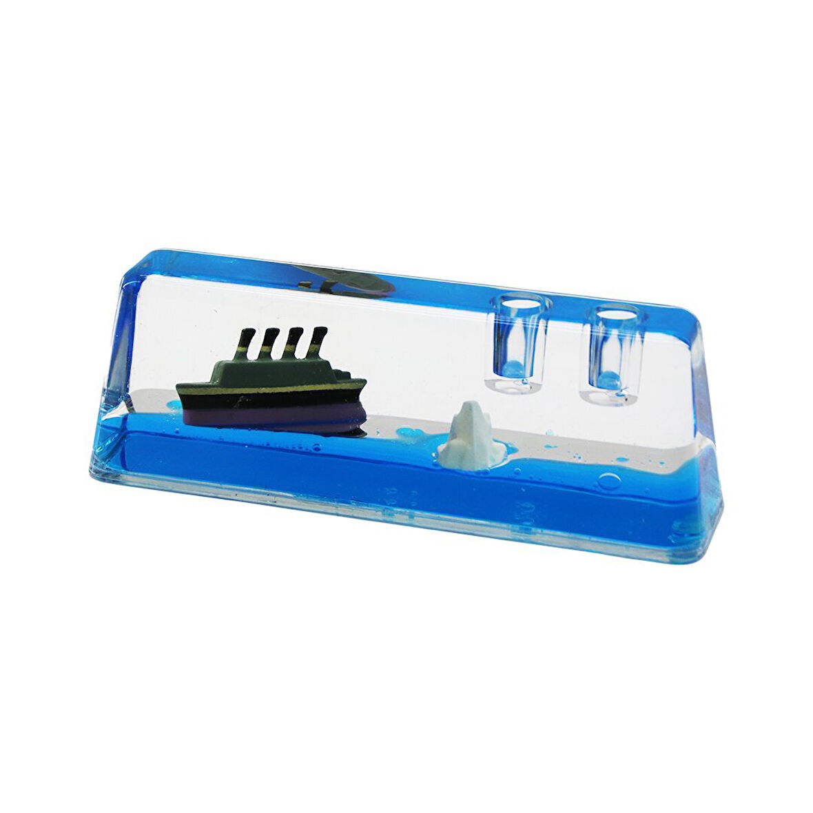 KALEMLİKLİ MAVİ SU - ADALI D.GEN MİKA YÜZEN BATMAYAN GEMİ DEKORATİF BİBLO AKVARYUM 5X14X2.5-3.5CM 