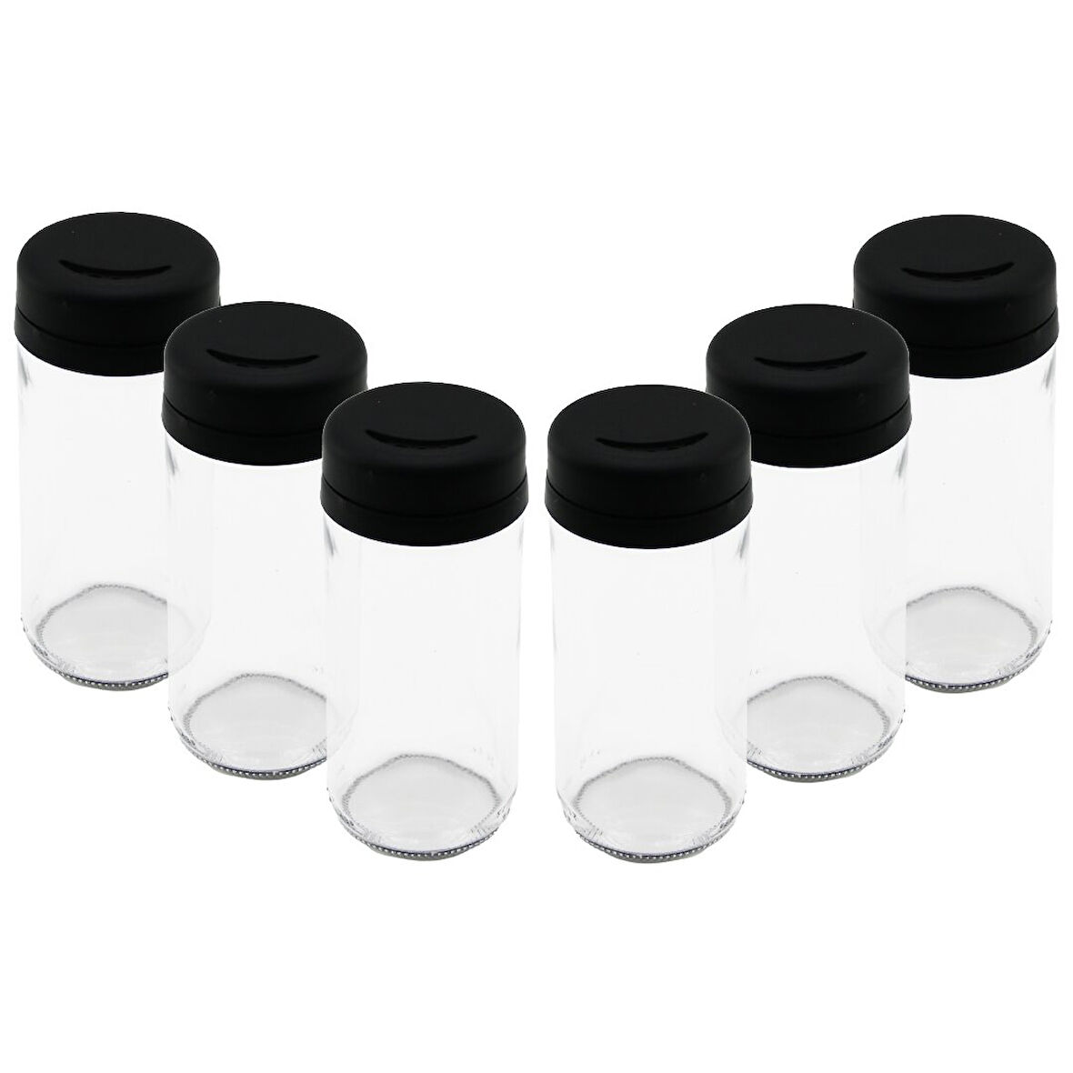 6 PCS CAM - 225ML BAHARATLIK - TUZLUK PLASTİK KAPAK 