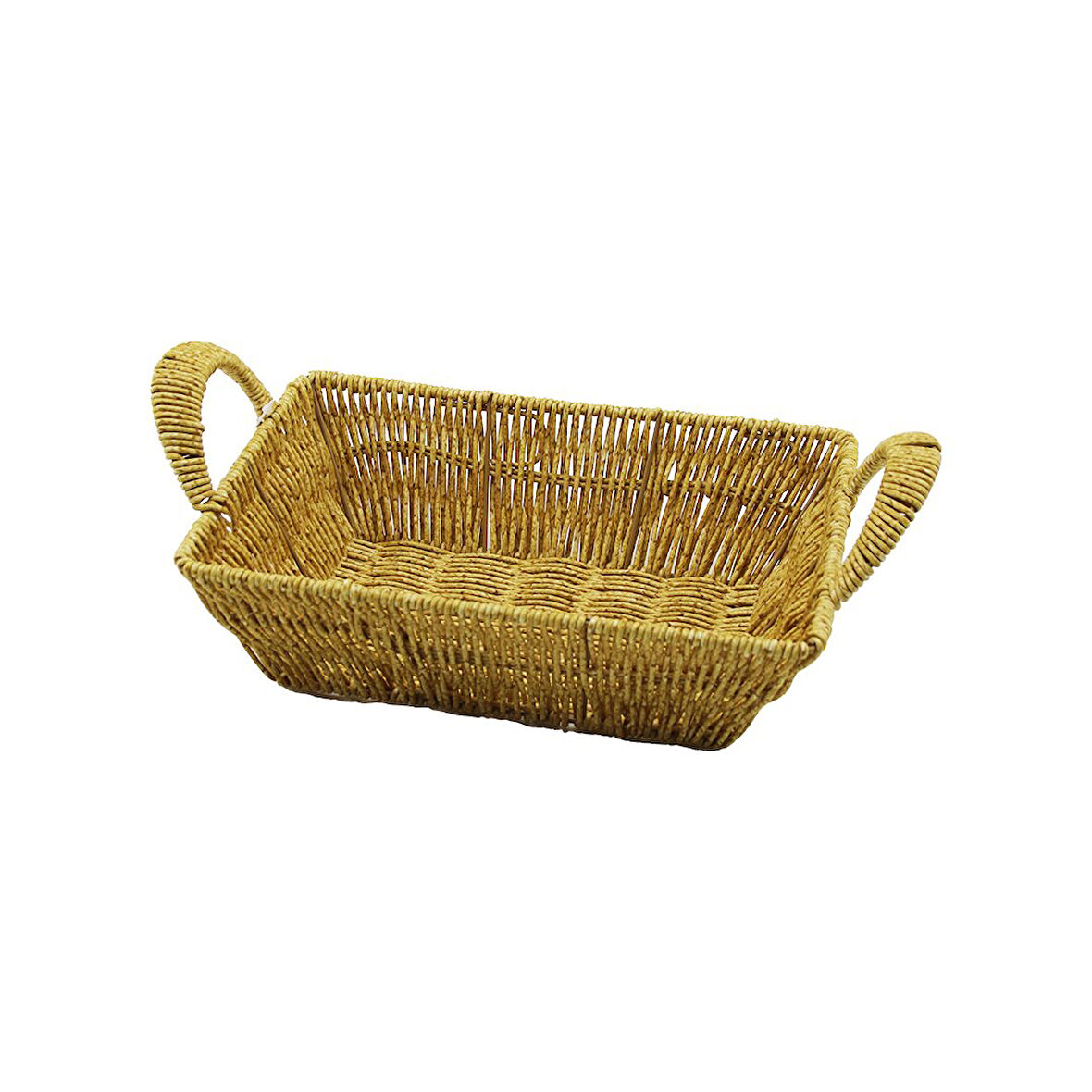 DİKDÖRTGEN PLASTİK HASIR EKMEK - ÇOK AMAÇLI SEPET KULPLU - METAL İSKELET TABAN:13.5X20- AĞIZ:19X26.5CM D:7.5CM 