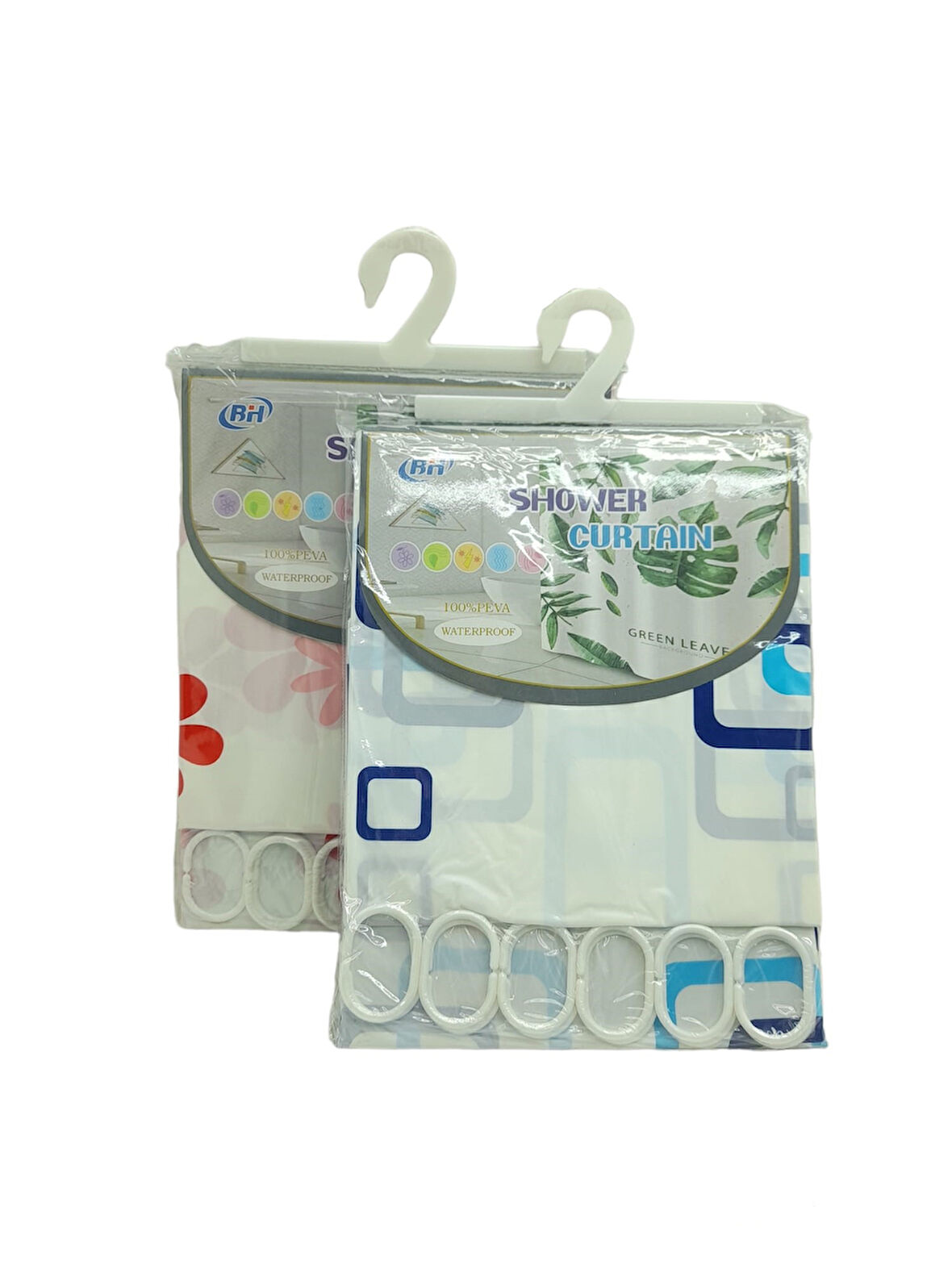 ÇİF KANAT PVC BANYO PERDESİ 2  PARÇA  X 90X180CM - 12 HALKALI 