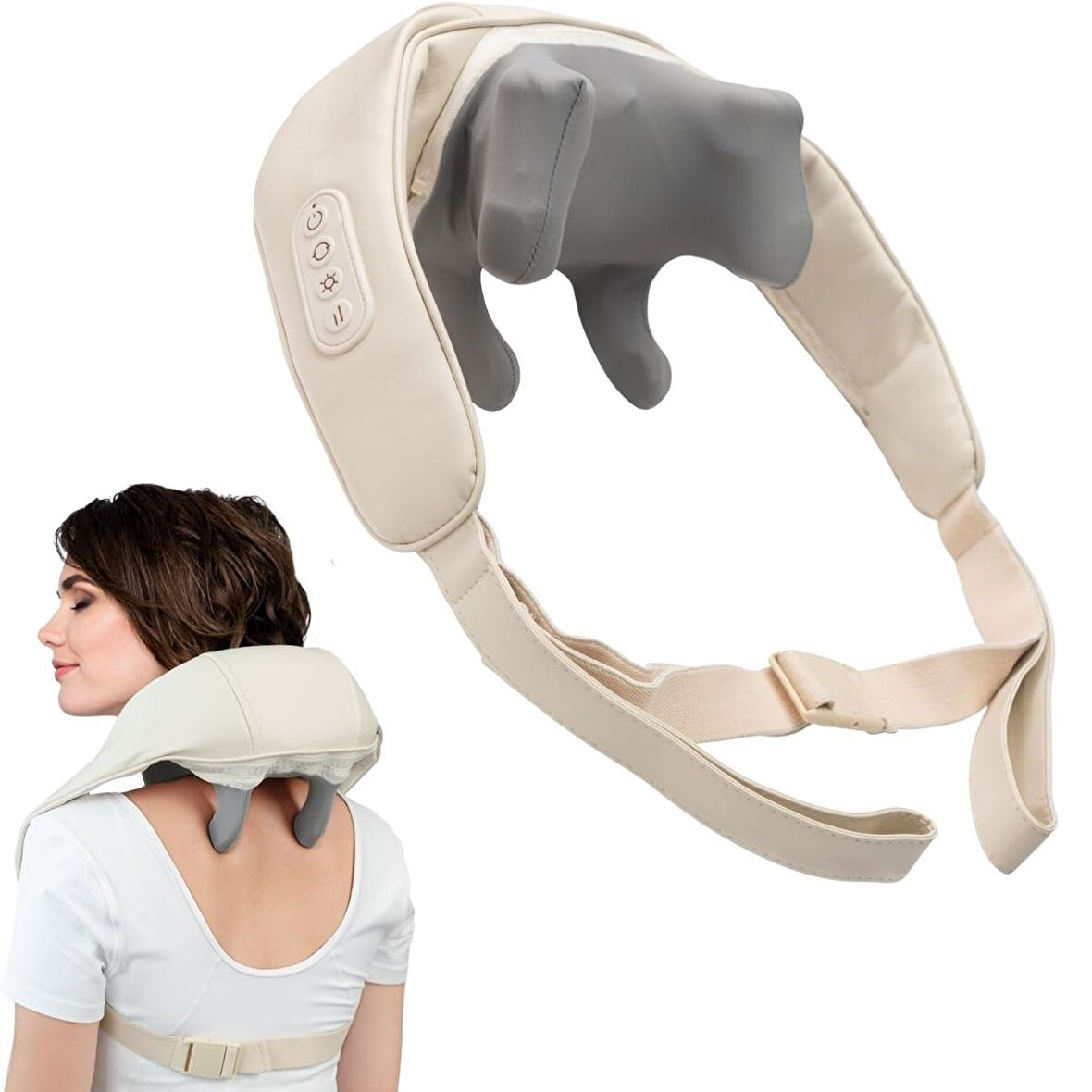 Elektrikli Boyun ve Sırt Masaj Aleti Kablosuz Boyun ve Omuz Yoğurma Masaj Yastığı (4490)