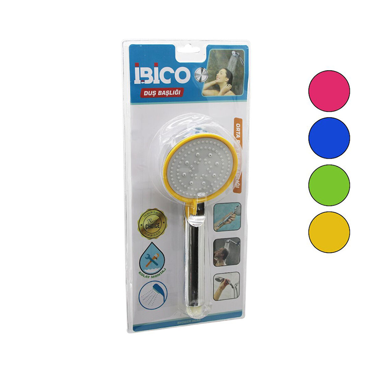 ORTA BOY YUVARLAK=8.7CM DUŞ BAŞLIK KADEMELİ VAKUMLU KROM GÖVDE-RENK.KENAR-BEYAZ ZEMİNSAP:14CM (4490)