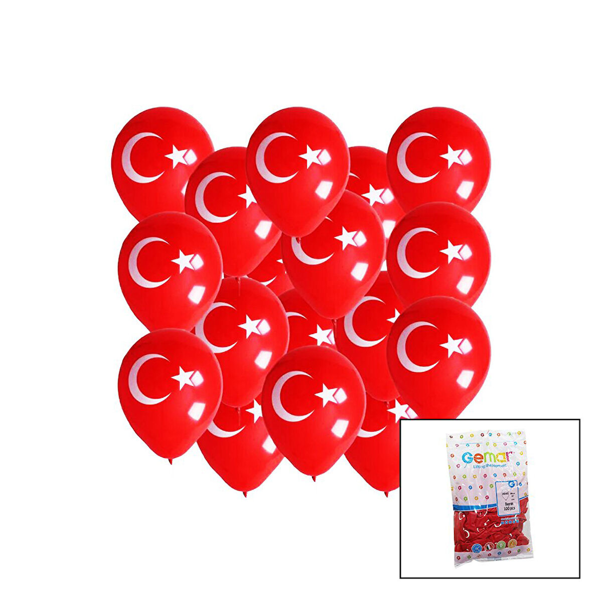 BAYRAKLI BALON  10 İNÇ - 26CM - 100PCS (4490)
