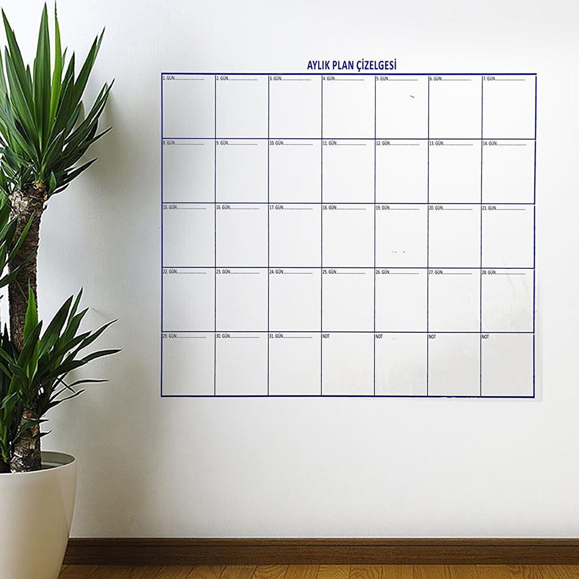 Aylık Planlayıcı Manyetik Duvar Stickerı Takvim Plan Çizelgesi 