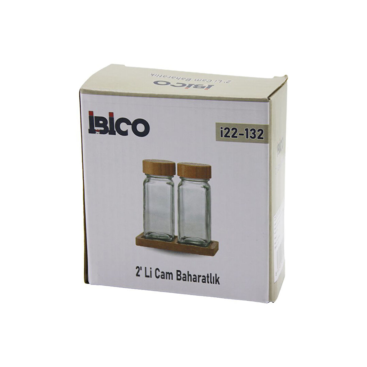 2PCS BAMBU KAPAKLI CAM TUZLUK - BİBERLİK - BAHARATLIK 120ML (4490)
