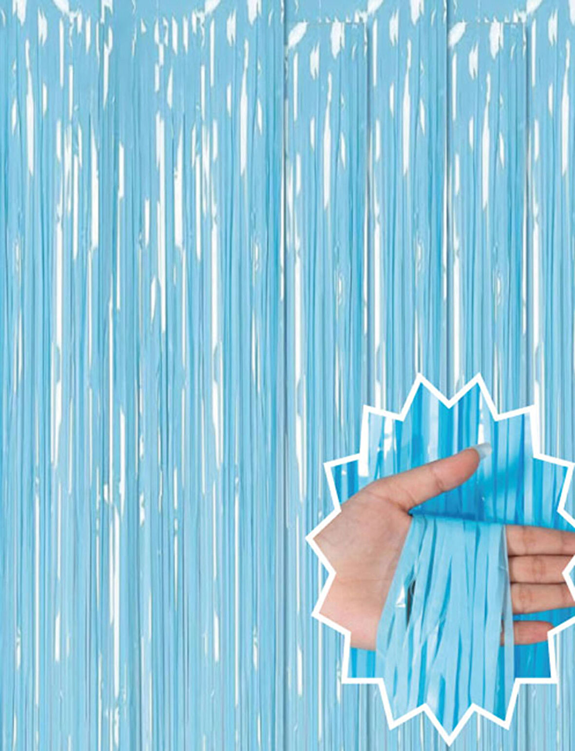 Soft Mavi Püsküllü Kapı Perdesi - Parti, Baby Shower, Sünnet Süsü, Cinsiyet Partisi 1x2 m (4490)