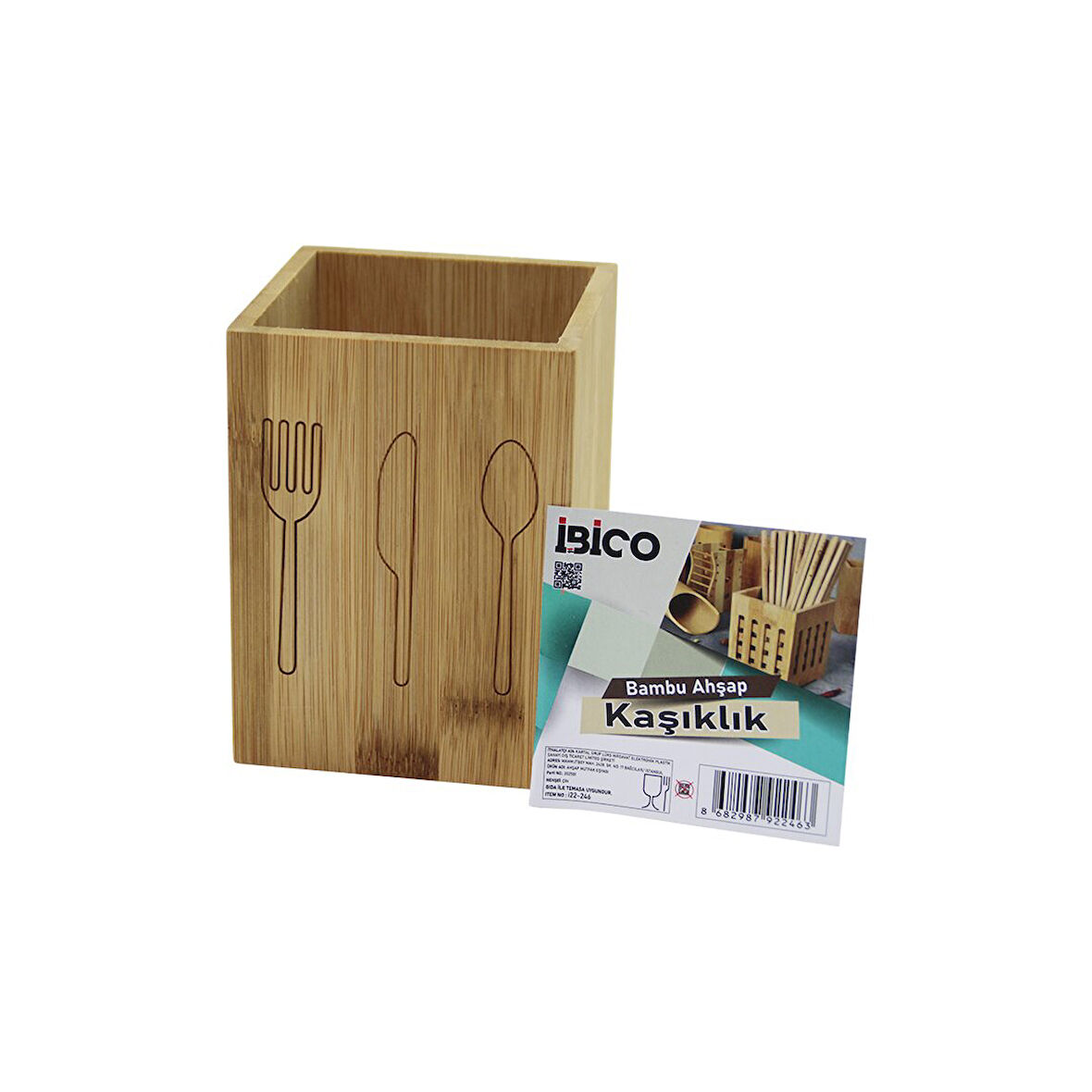 KÜÇÜK  KARE=9X9CM  AHŞAP BAMBU KAŞIKLIK ORGANİZER (4490)