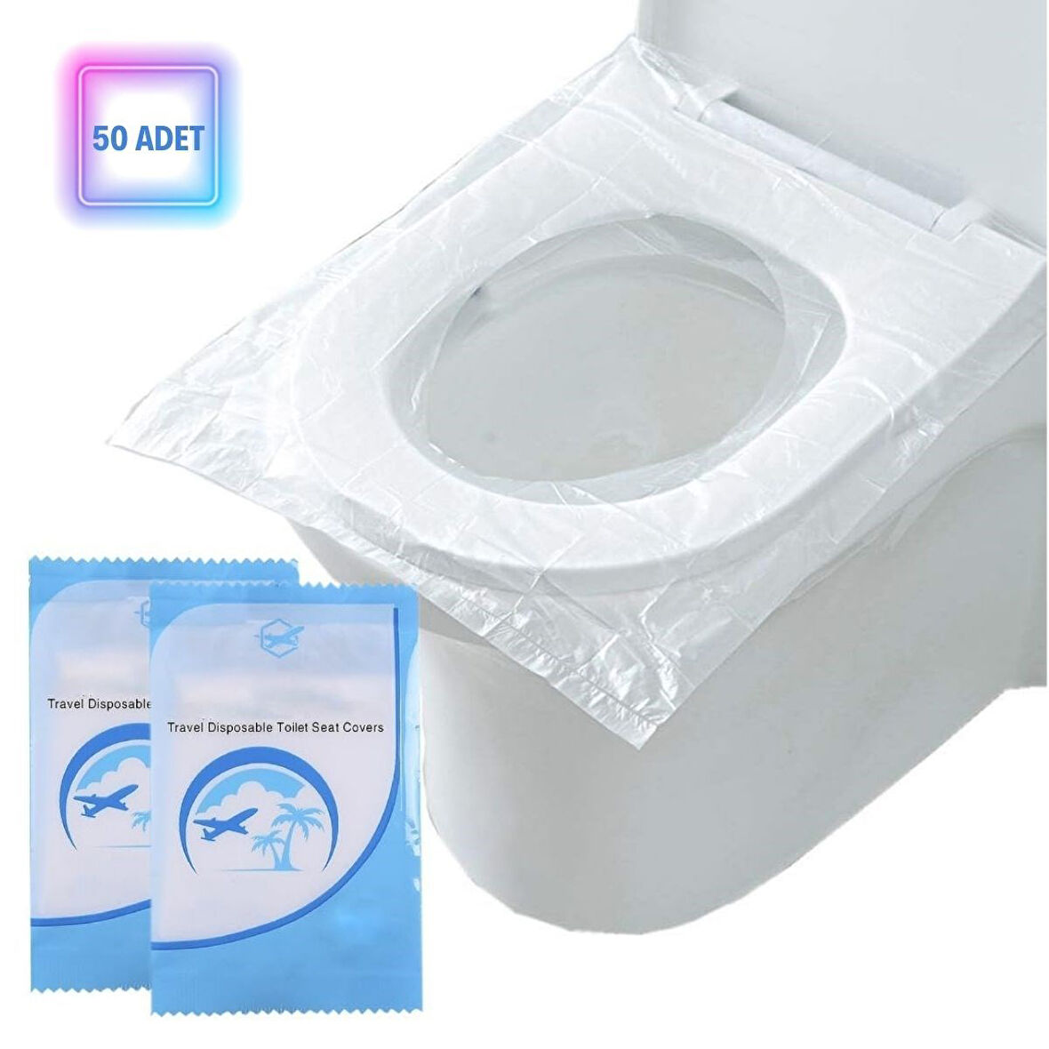 50 Adet Kullan At Pratik Kullanımlı Hijyenik Klozet Kapağı Poşeti