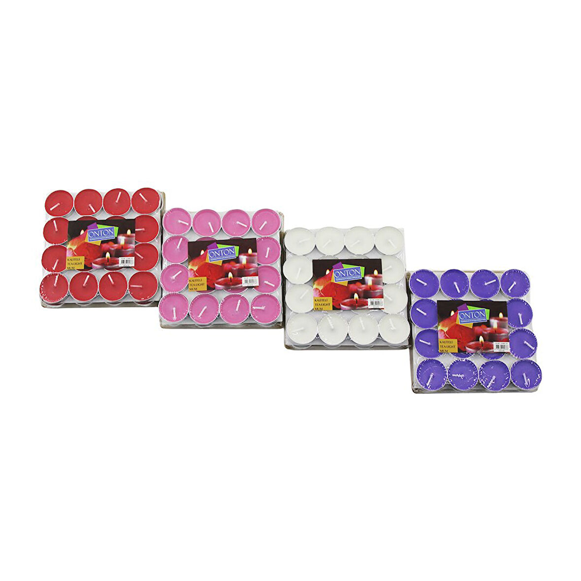 32PCS RENKLİ TEA LİGHT YUVARLAK MUM MİX - HERHANGİ BİR RENK GÖNDERİLİR (4490)