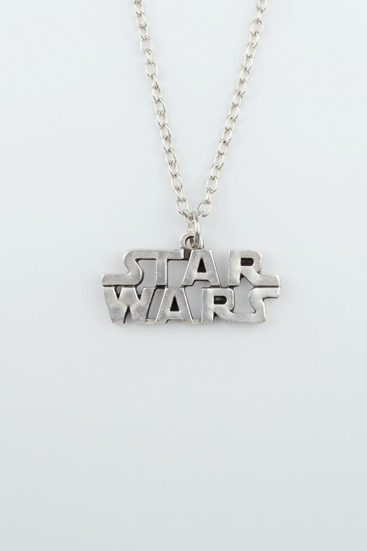 Star Wars Yazılı Erkek Kadın Kolye Antik Gümüş Kaplama - 60 cm Düz Zincir