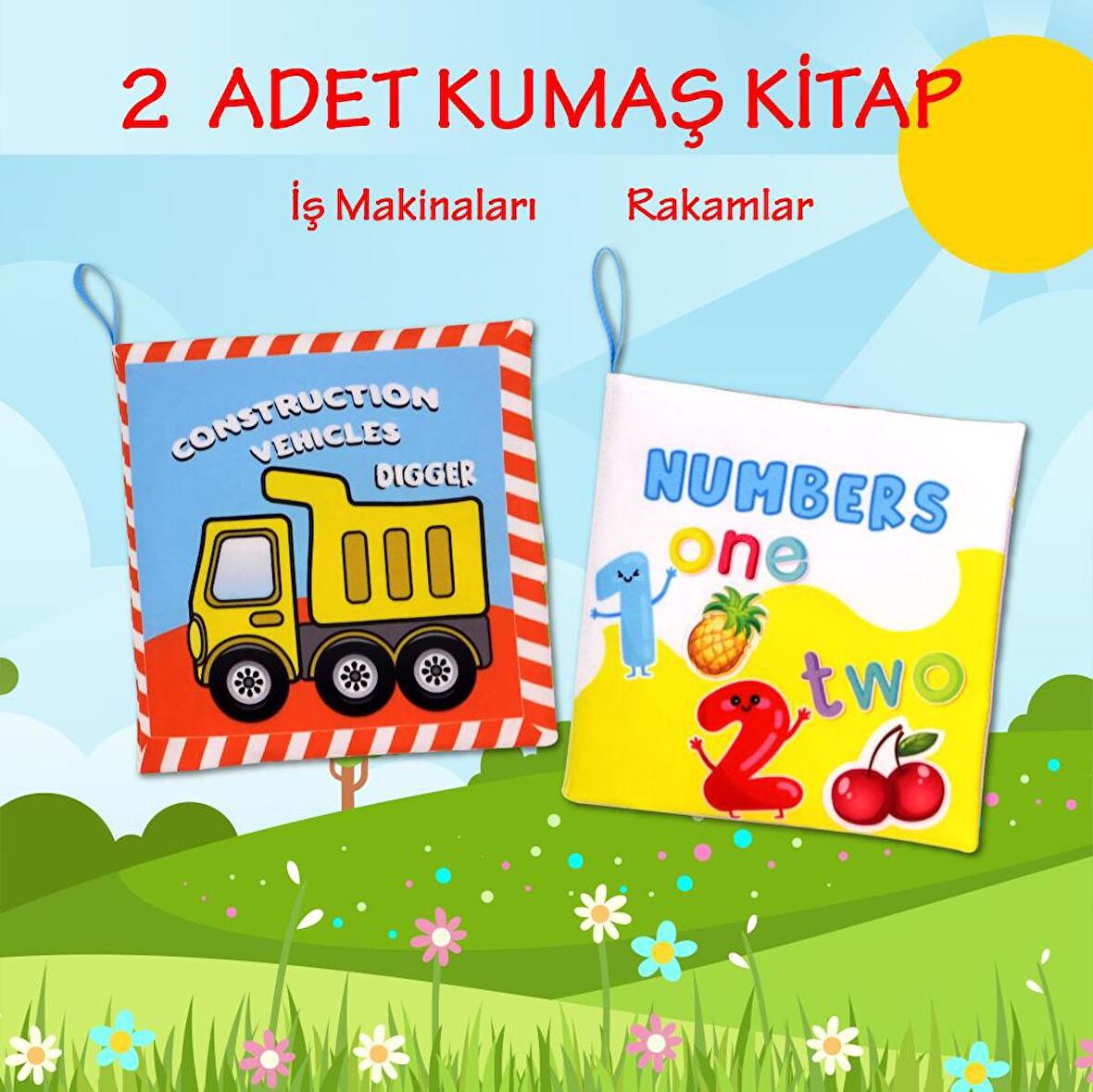 Lisinya247 2 Kitap  İngilizce İş Makineleri Ve Rakamlar Kumaş Sessiz Kitap Alithestereo