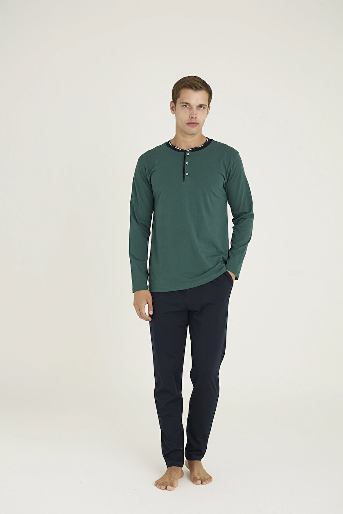 Kocabey 9245 Erkek Midi Yaka Pijama Takım