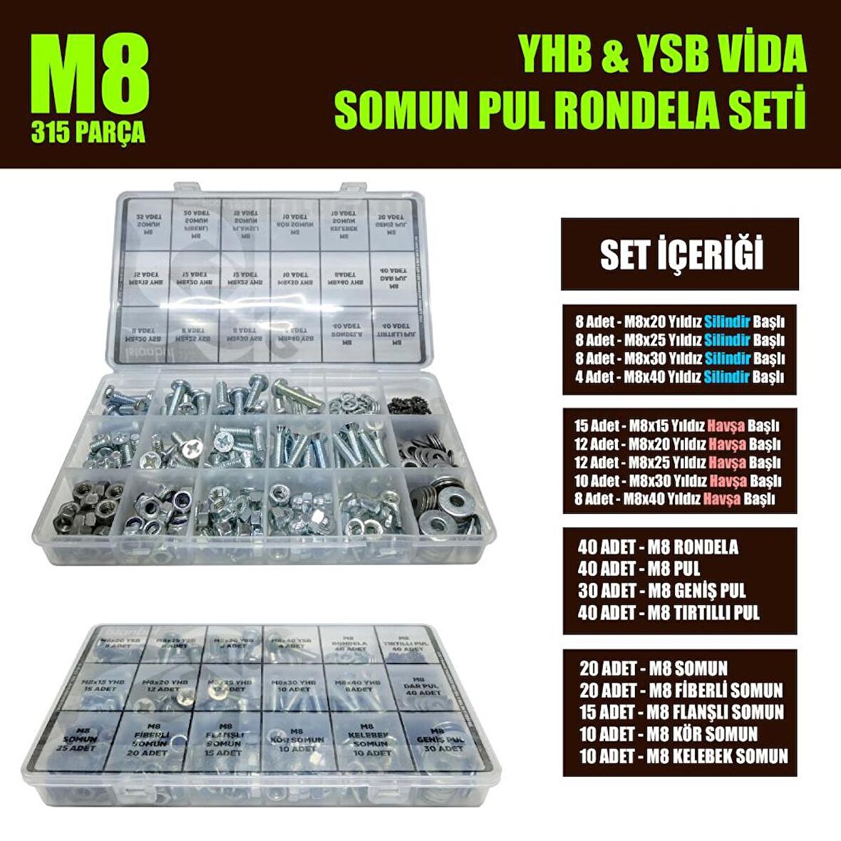 315 Parça M8 YHB YSB Vida Seti