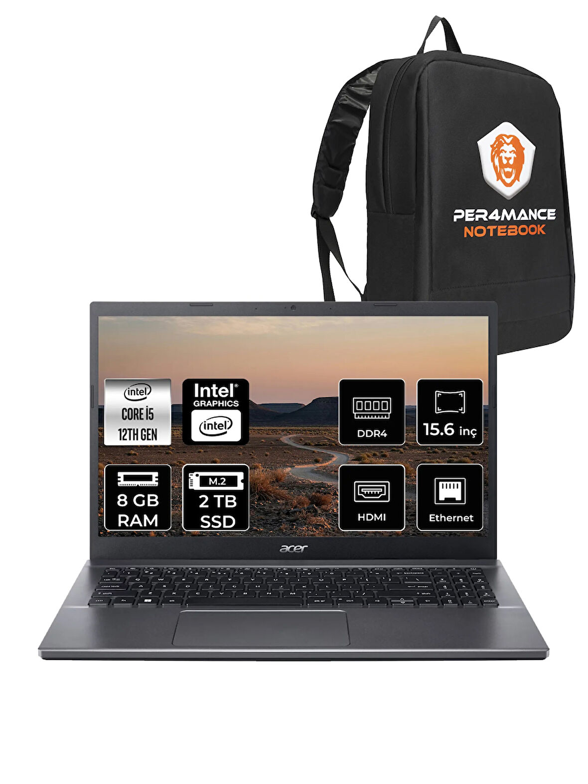 Acer Extensa 15 EX215-55 i5-1235U 8GB RAM 2TB SSD 15.6'' FHD FDOS Dizüstü Bilgisayar & PER4 ÇANTA