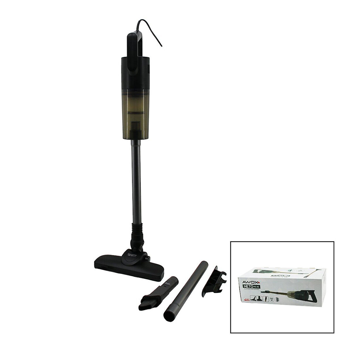 AWOX NETO VC-10 GRİ METAL SAPLI DİK ELEKTRİKLİ SÜPÜRGE 500W 5MT KABLOSAP=75+35=110CMHEPA FİLTRE (5224)