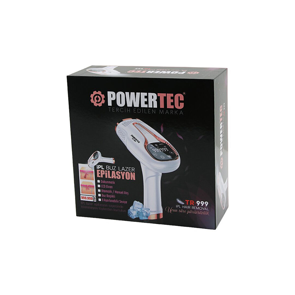 IPL BUZ LAZER EPİLASYON CİHAZI FİŞLİ ŞARJLI DOKUNMATİK LCD EKRAN3 6W 9-SEVİYE AYARI OTOMATİK - MANUEL TR-999 (5224)