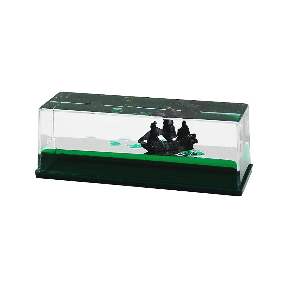 YEŞİL SU   DİKDÖRTGEN MİKA  YÜZEN BATMAYAN GEMİ  DEKORATİF BİBLO AKVARYUM   4.5X14.5X5.3CM (5224)