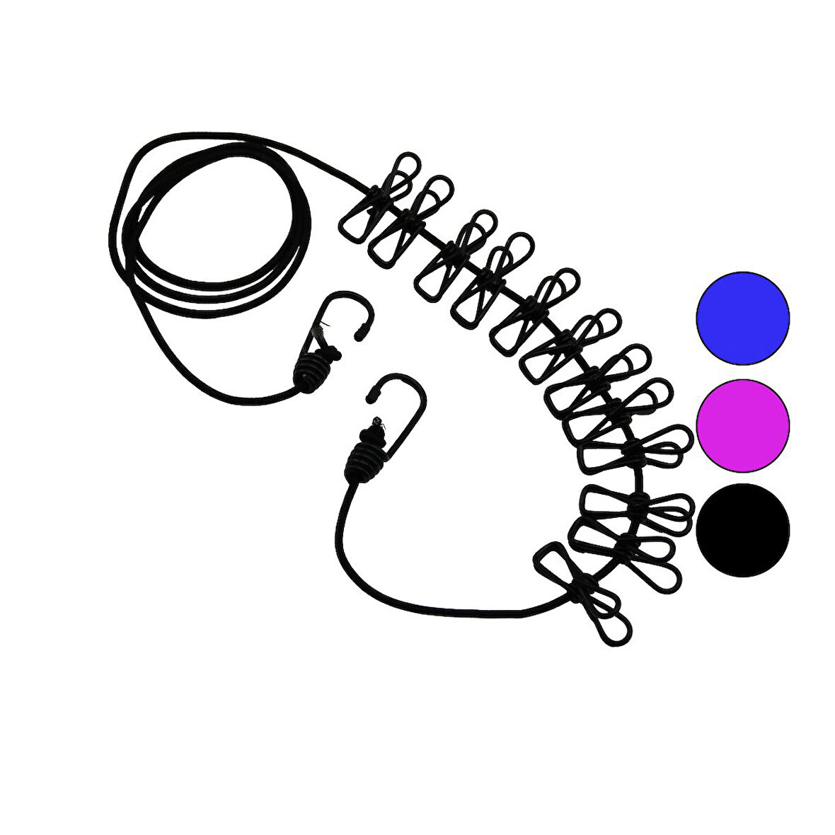 RENKLİ LASTİK   12PCS METAL MANDALLI  ÇAMAŞIR İPİ (5224)