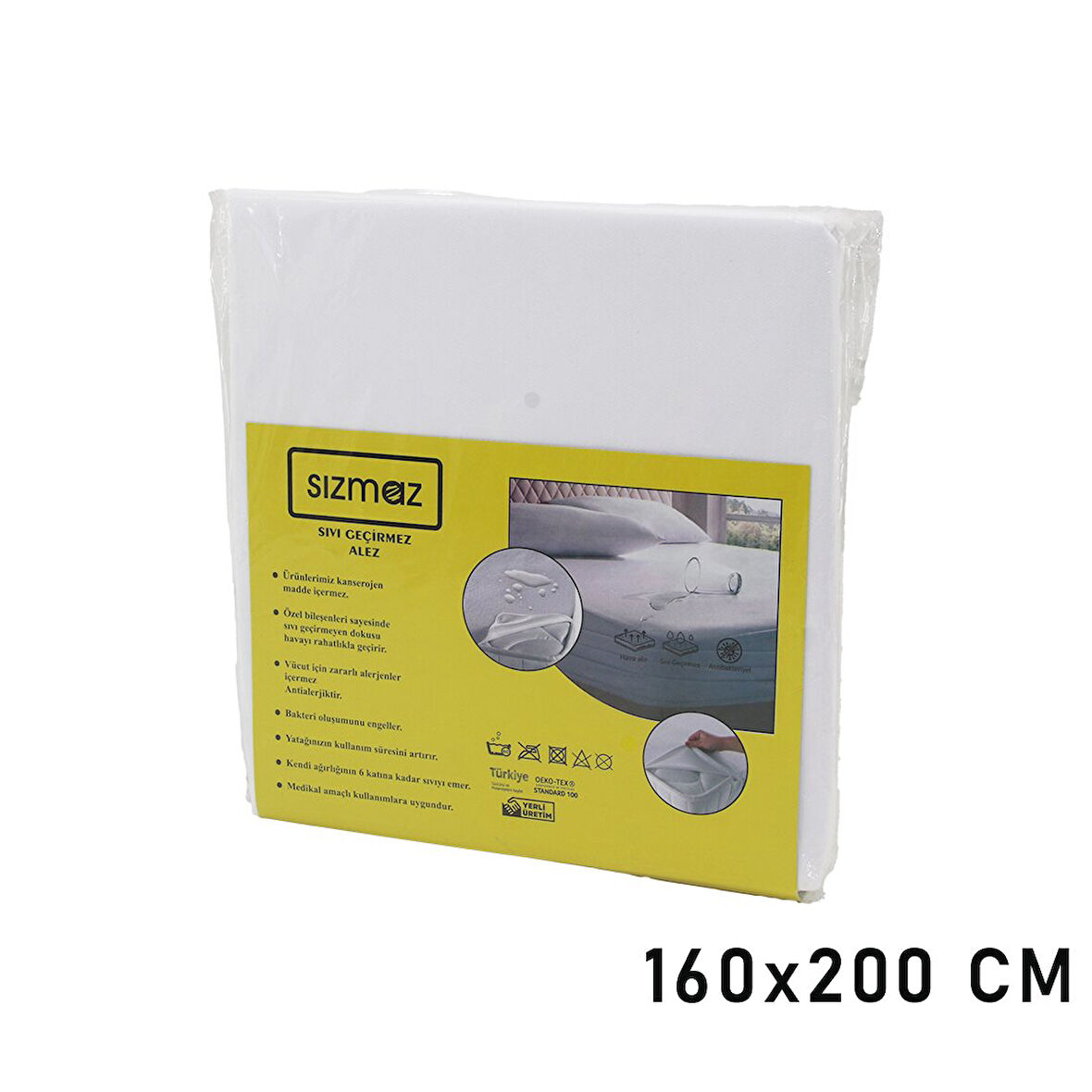 ÇİFT KİŞİLİK  YATAK KORUYUCU  SIVI GEÇİRMEZ  ALEZ  160X200CM   HAVA ALIR   ANTİBAKTERİYEL   ANTİALERJİK (5224)