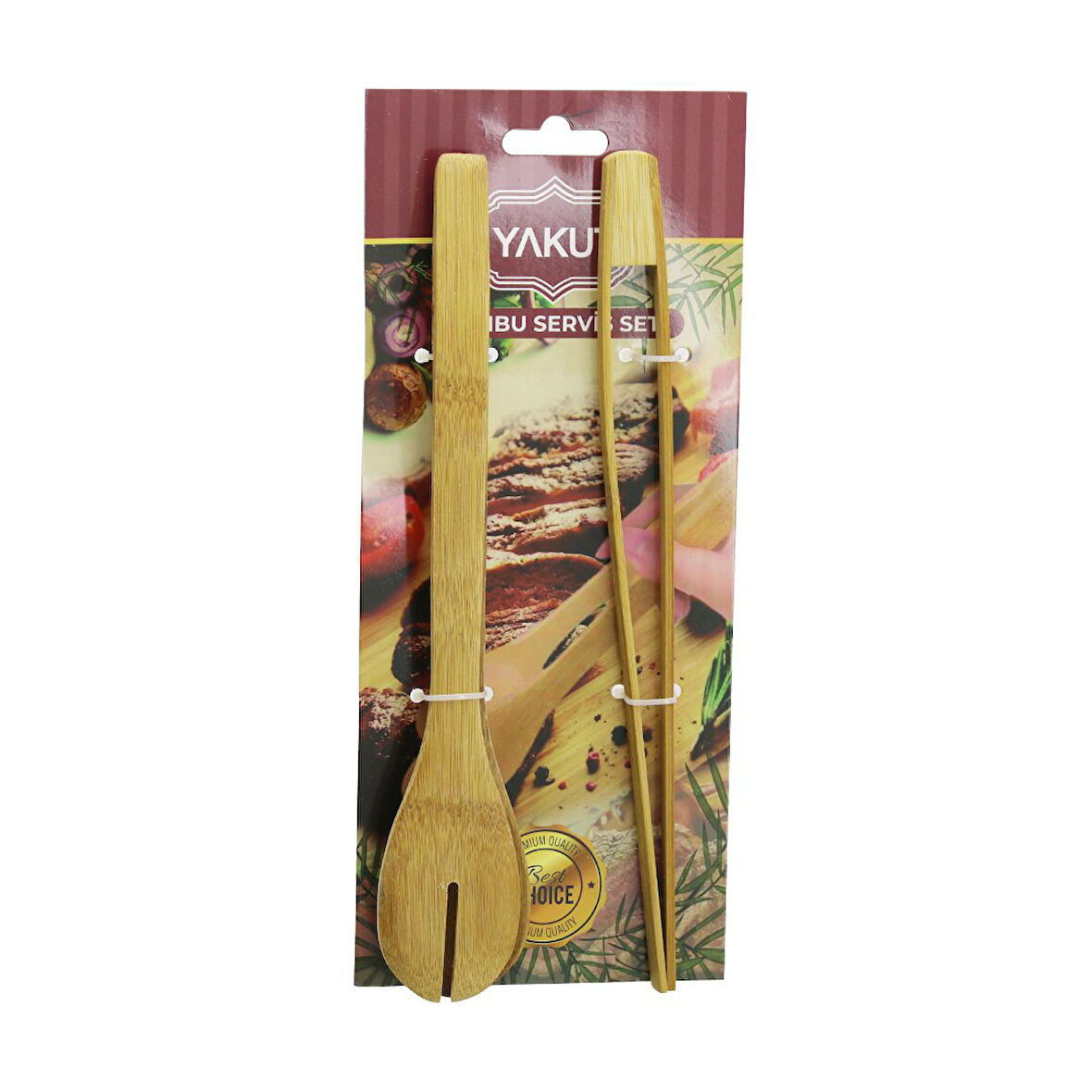 2 PCS AHŞAP BAMBU MAŞA SETİ İNCE IZGARA - KAŞIKLI SERVİS MAŞA (5224)