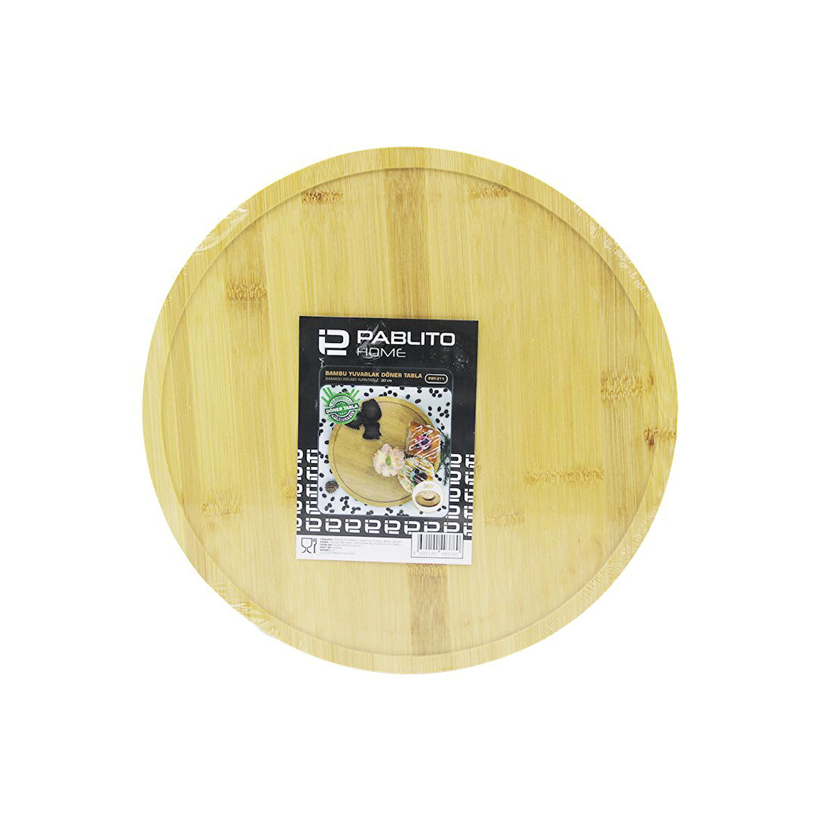 DÖNER TABLALI  AHŞAP BAMBU SUNUM TEPSİSİ - MİNİ SOFRA YUVARLAK=30CM (5224)