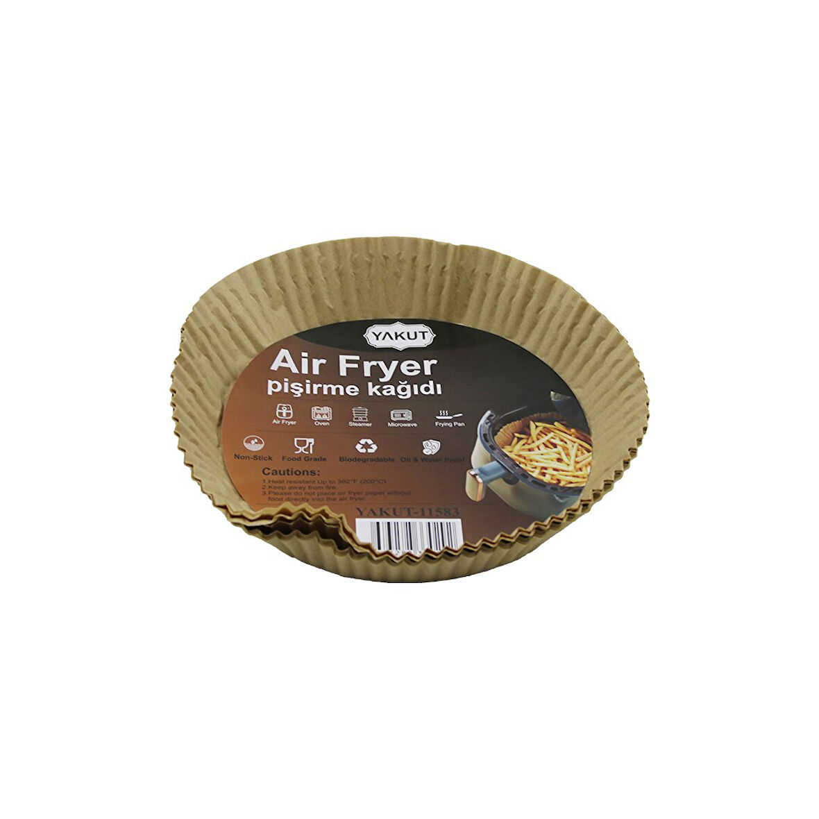 25PCS BÜYÜK=TABAN 19.5CM-AĞIZ:25CM TABAK MODEL YUVARLAK AİR FRYER PİŞİRME KALIP KAĞIT 200 DERECEDAYANIKLI (5224) AZ-5224Gok223501