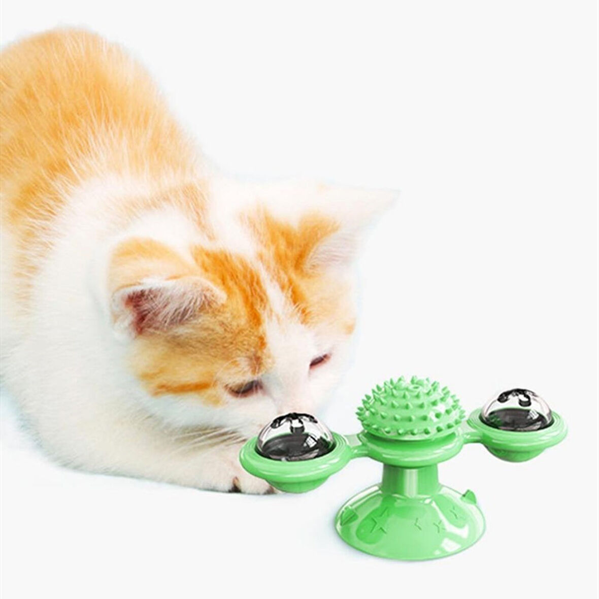 Pet Malzemeleri Vantuzlu Fırıldak Toplu Dönen Şeffaf Depo Tasarım İnteraktif Kedi Oyuncağı (5224)