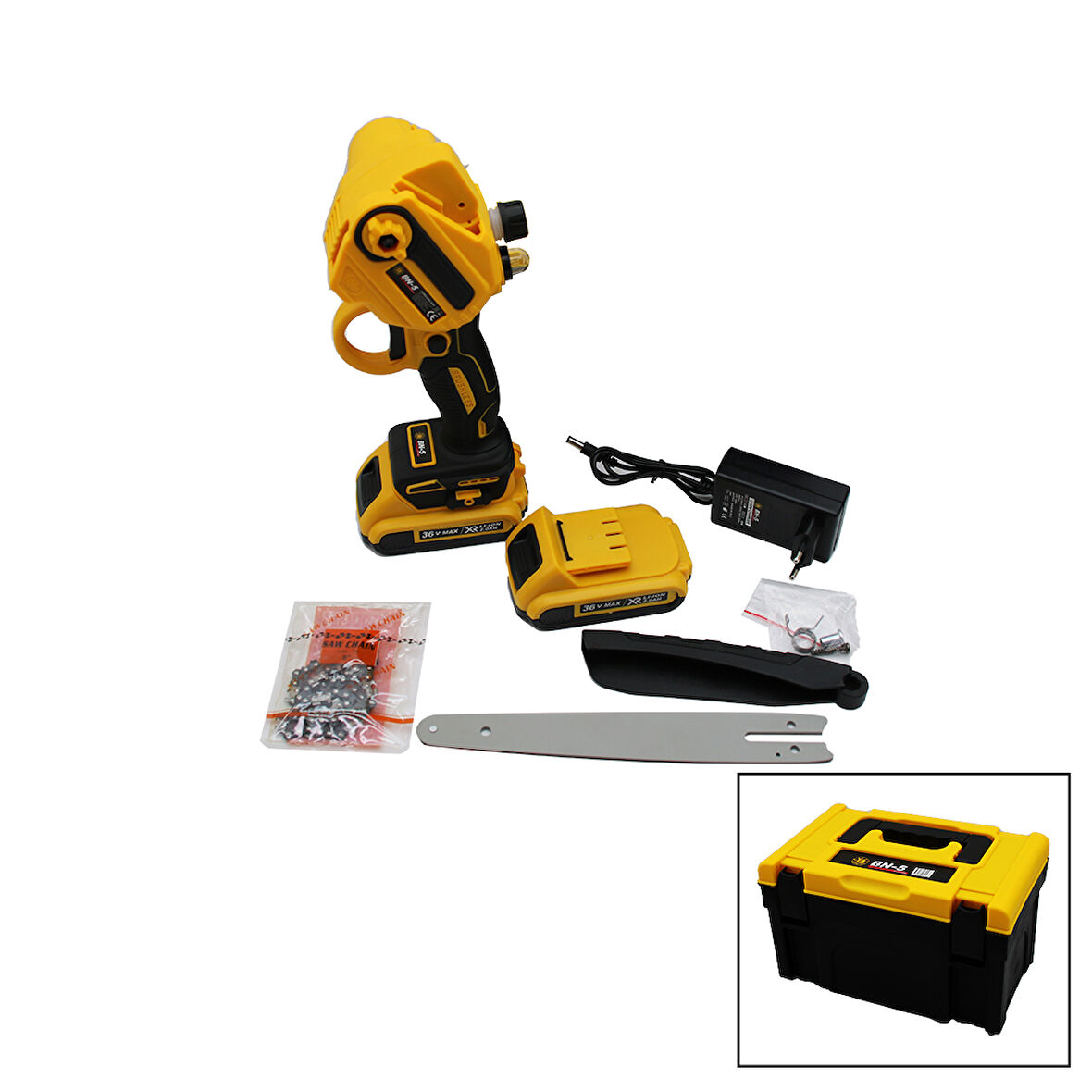 BUDAMA - DAL KESME MAKİNESİ 36V 2.0AH YAĞLI POMPALI - ZİNCİRLİ SARI SİYAH ÇANTALI (5224)