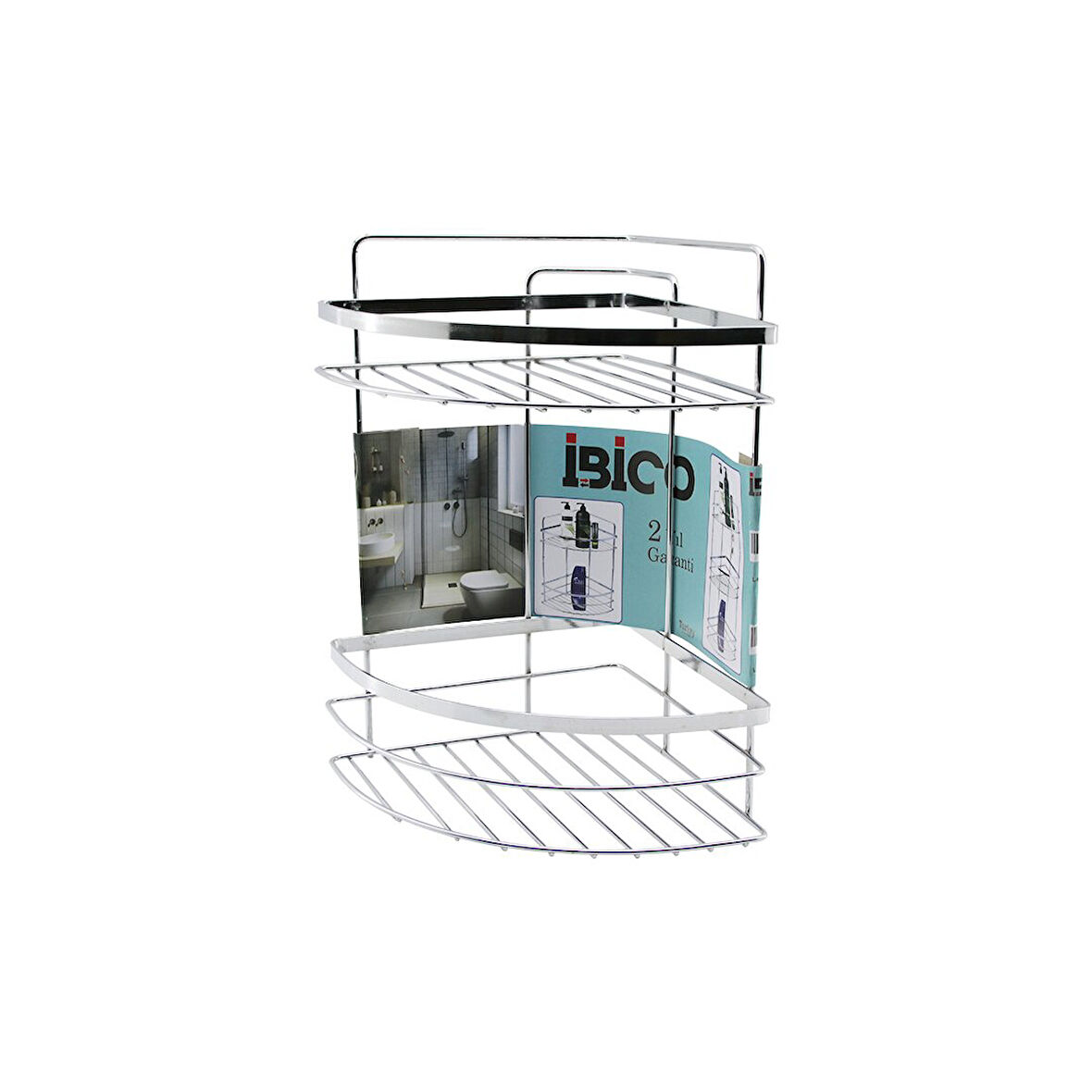 LAMALI   2 KATLI - ÜÇGEN   KROM   METAL  BANYO KÖŞELİK - DUŞKABİN RAF (5224)