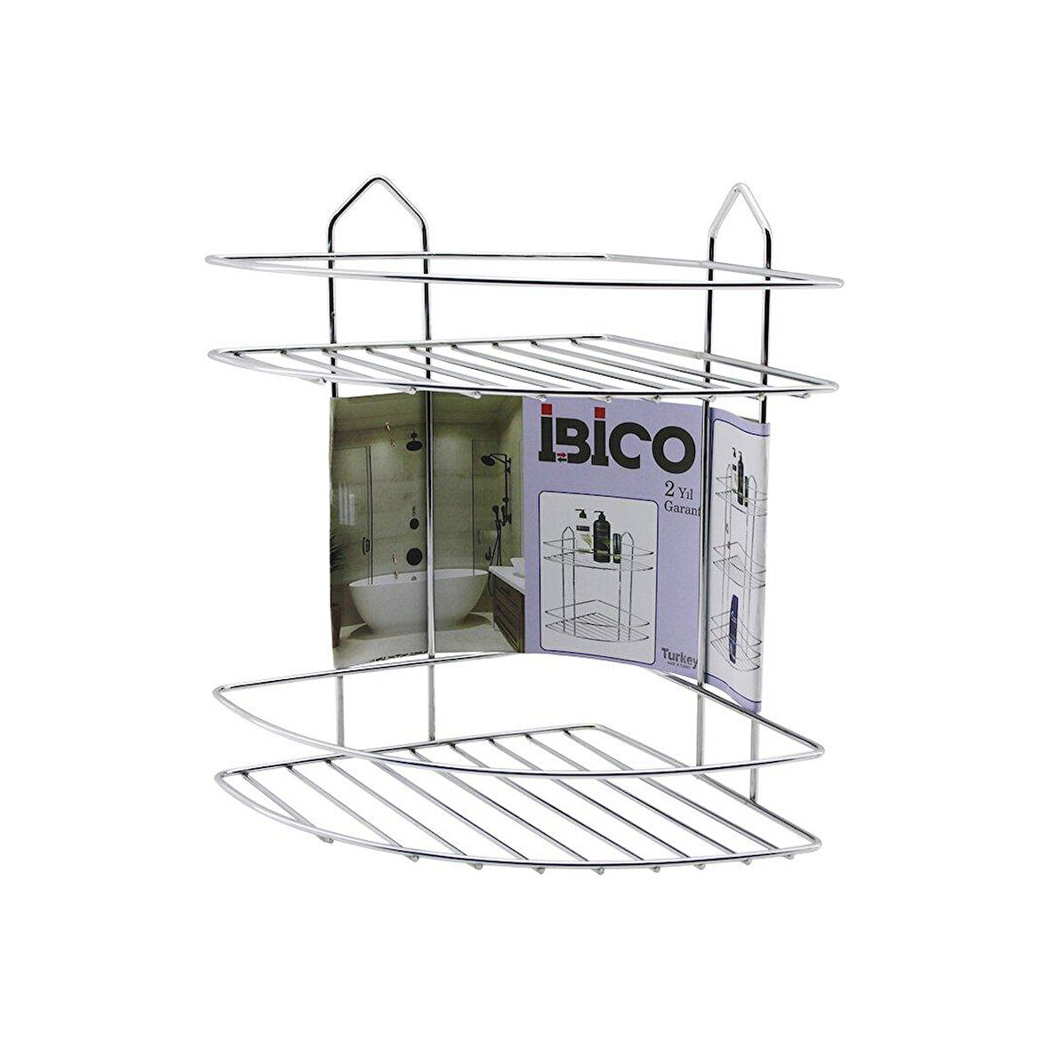 2 KATLI - ÜÇGEN   KROM   METAL  BANYO KÖŞELİK - DUŞKABİN RAF (5224)
