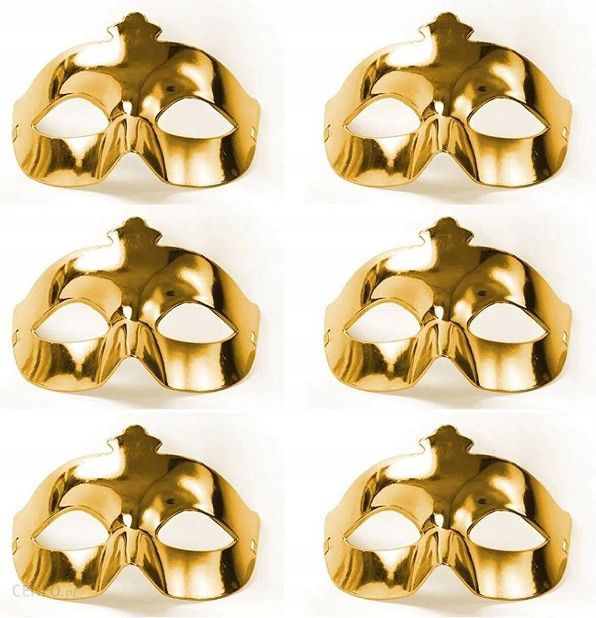 Altın Metalize Renk Düz Balo Parti Maskesi 6 Adet (5224)