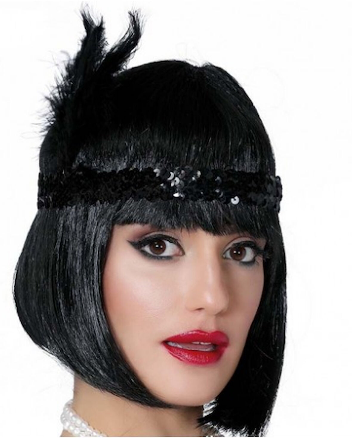 Siyah Renk Tüylü Çarliston Saç Bandı Kafa Bandı (5224) AZ-52249893370