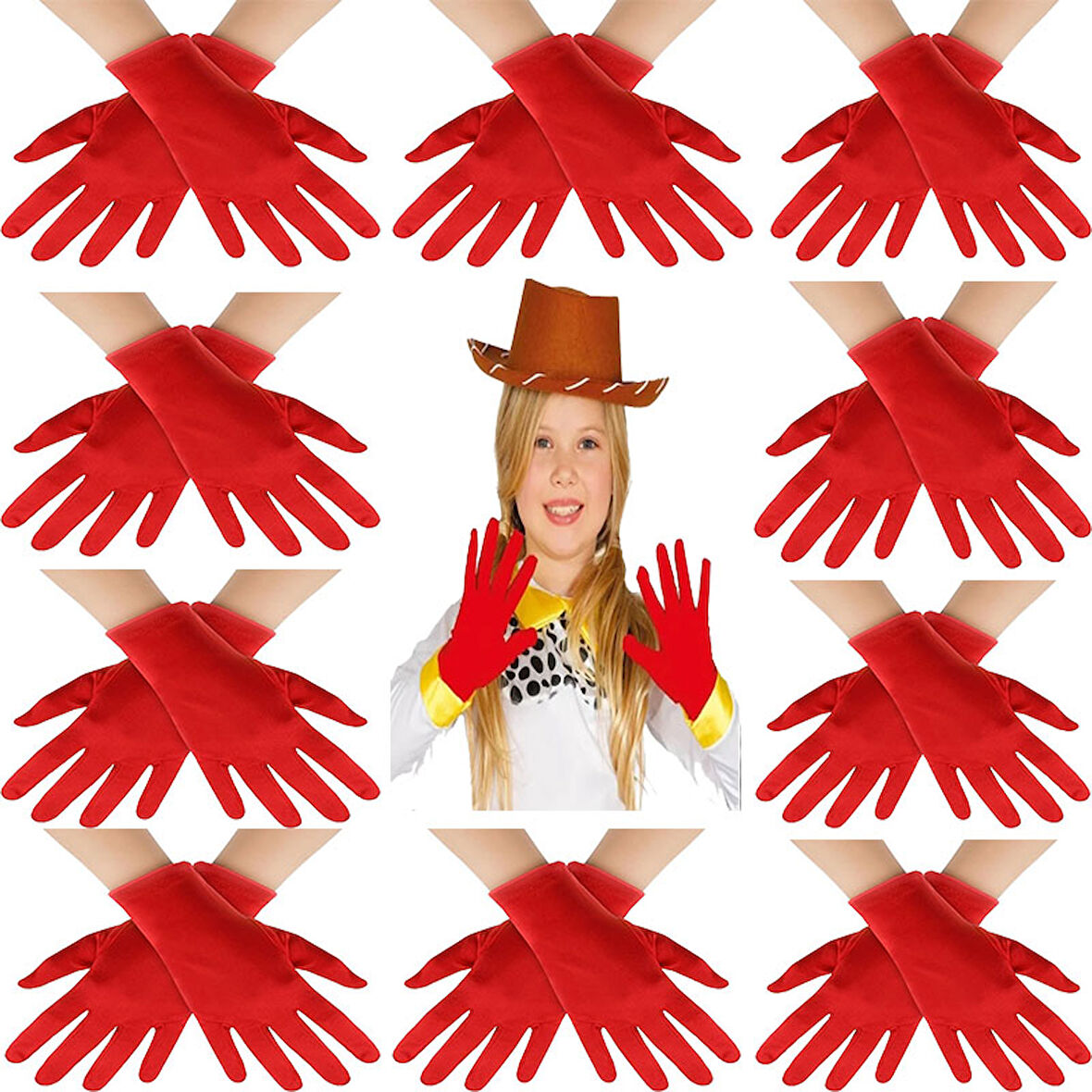 Kırmızı Renk Likralı 23 Nisan 29 Ekim 19 Mayıs Gösteri Bando Eldiveni 10 Çift ( 20 Adet ) (5224)