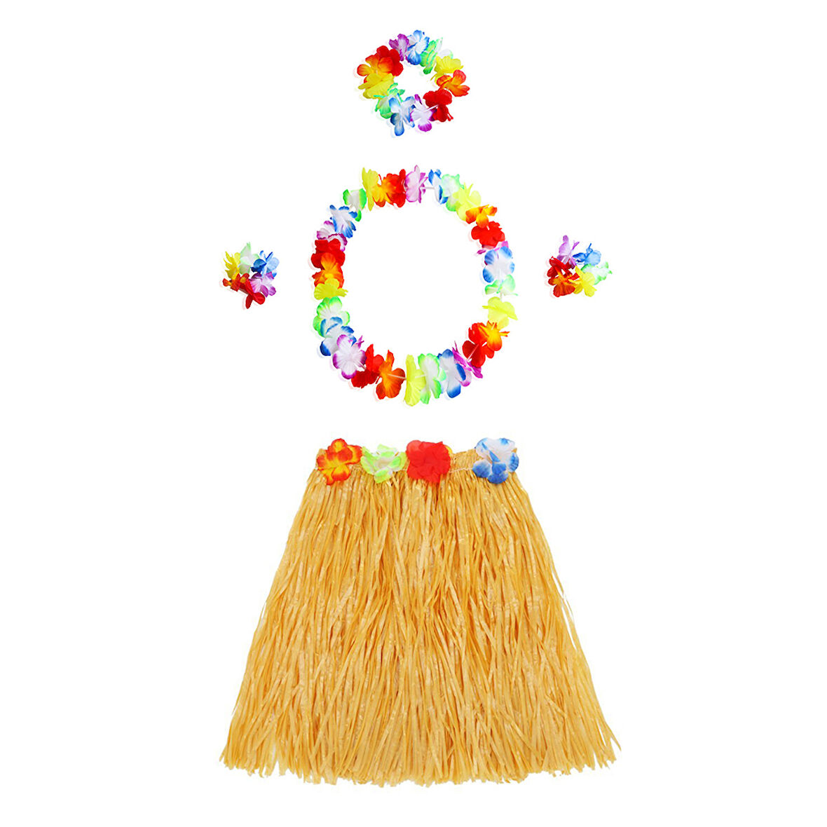 Luau Aloha Hawaii Kolye Etek Taç ve Bileklik Seti Turuncu (5224)