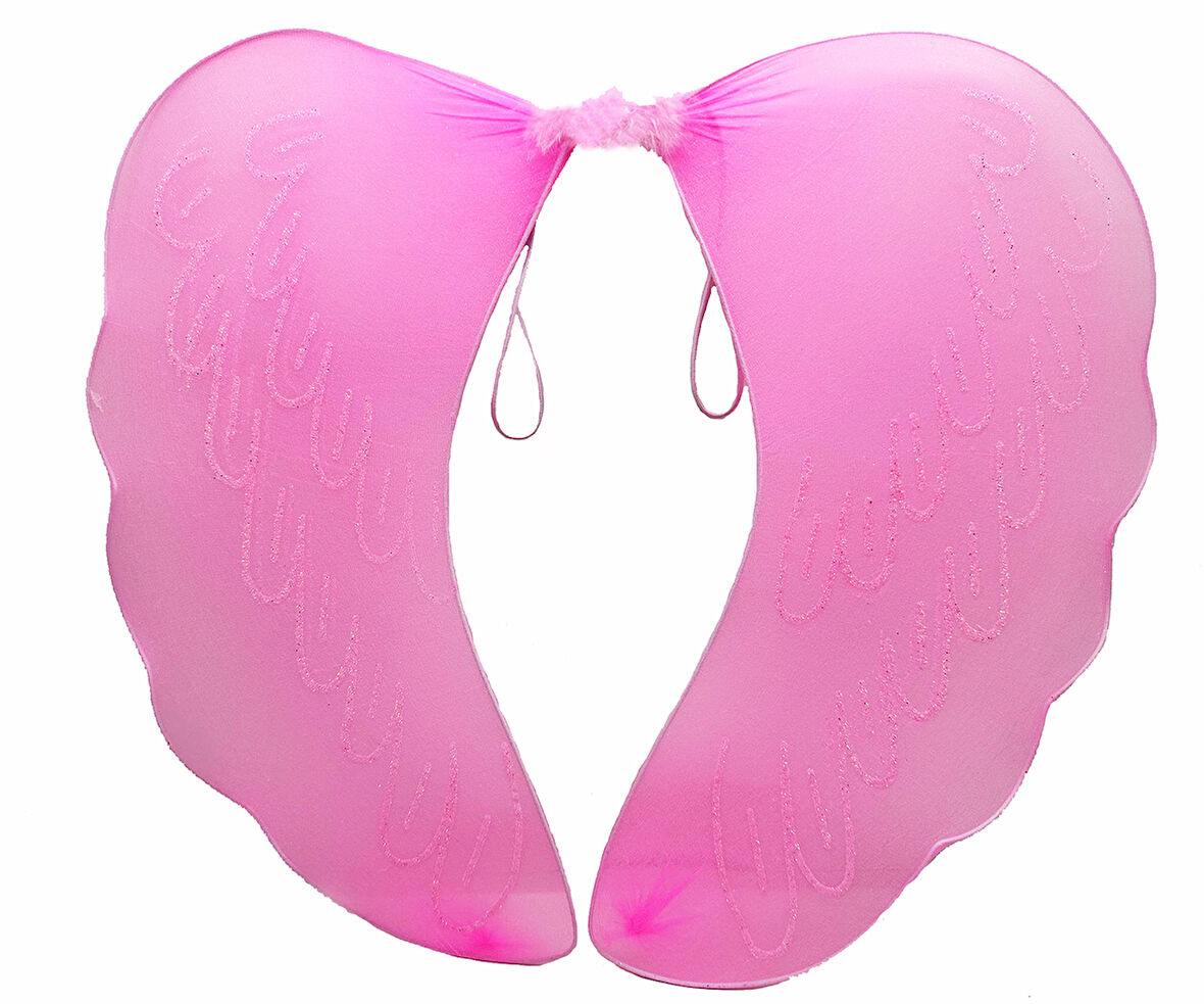 Pembe Renk Ortası Pembe Tüylü Tül Peri Kanadı 40x50 cm (5224)