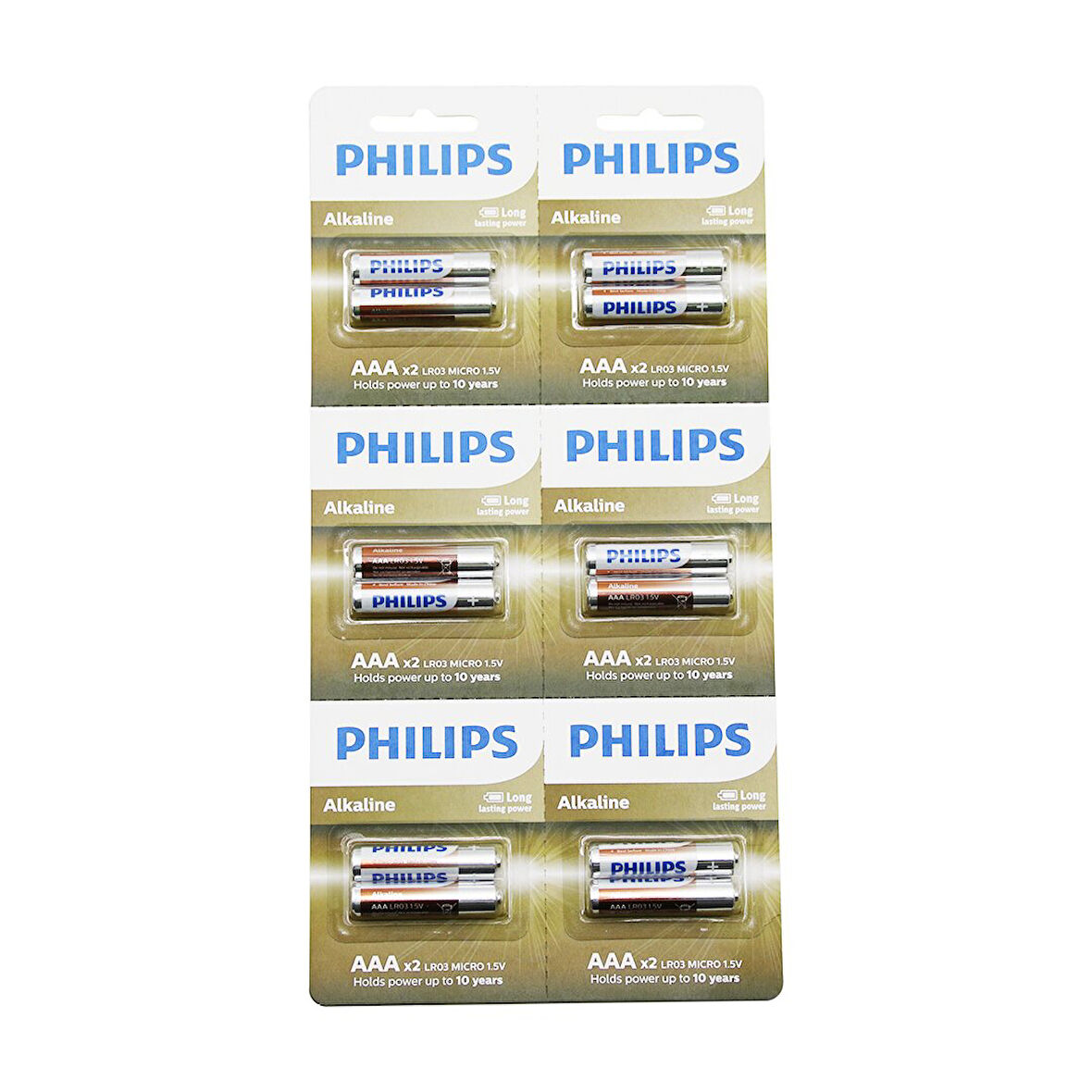 PHILIPS  ALKALİNE İNCE - AAA - 1.5V  PİL  12PCS= 2Lİ X 6 (5224)