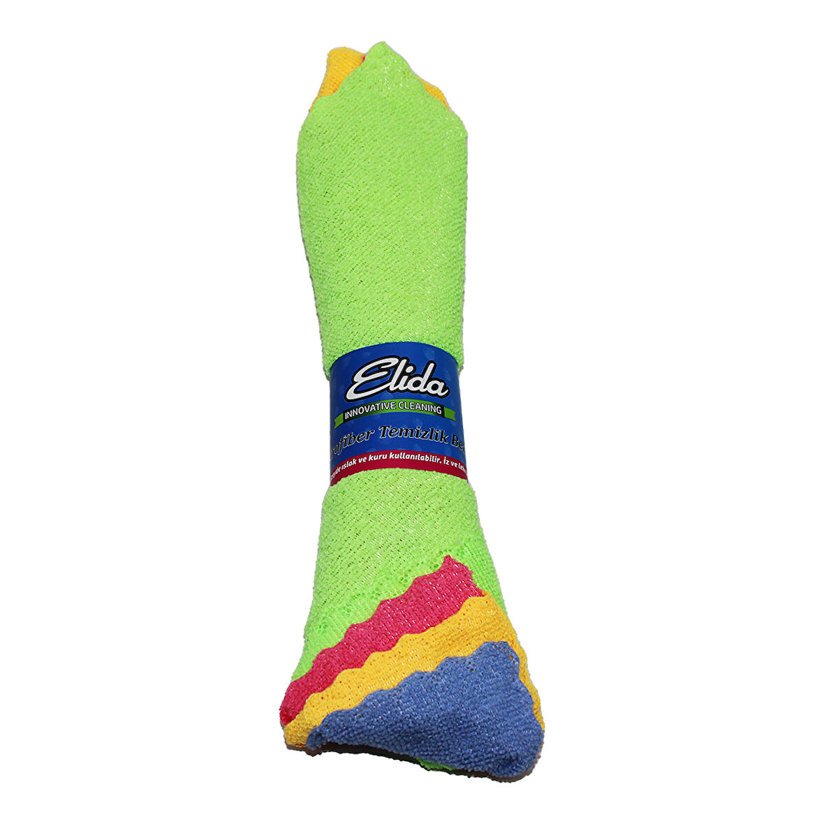 4 PARÇA  DÜRÜM YUVARLAK SARIM MİKROFİBER TEMİZLİK BEZİ (5224)