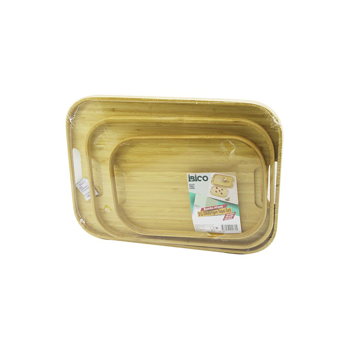 DİKDÖRTGEN - 3 BOY BAMBU AHŞAP TEPSİ SETİ 22X33--28X40--33X45CM (5224)