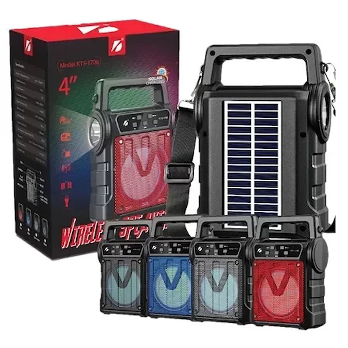 KTS-1706 Taşınabilir Güneş Enerjili Fenerli Bluetooth Hoparlör (5224)