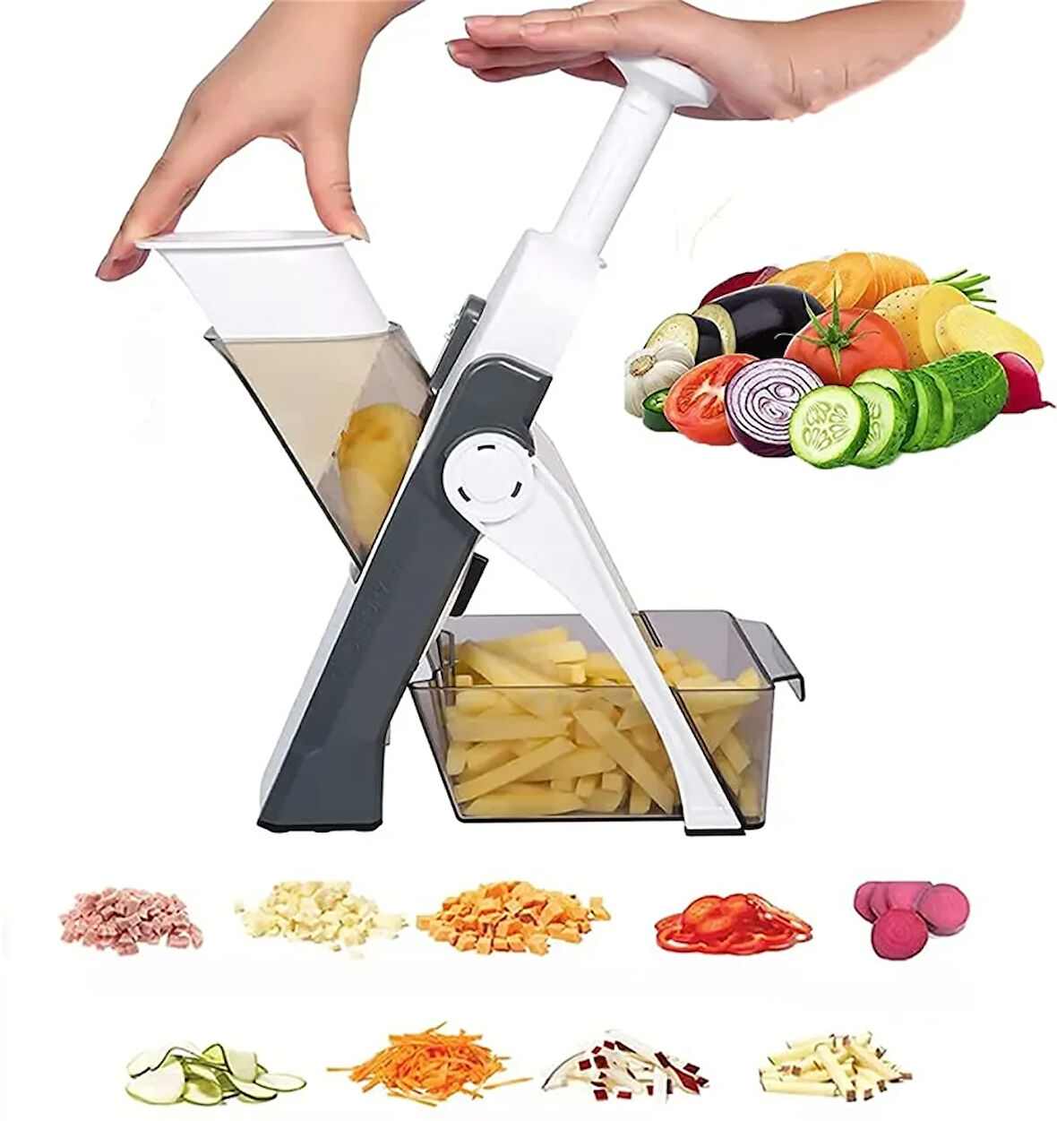 Çok Amaçlı Basmalı Sebze Dilimleyici Doğrayıcı Mandolin Brava Spring Slicer Kitchenmate (5224) AZ-522489GTA17097