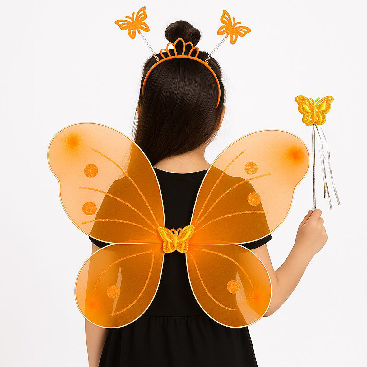 Turuncu Kelebek Kız Seti – 50 cm Kelebek Kanadı, Taç ve Asa (5224) AZ-522489Gosa5141