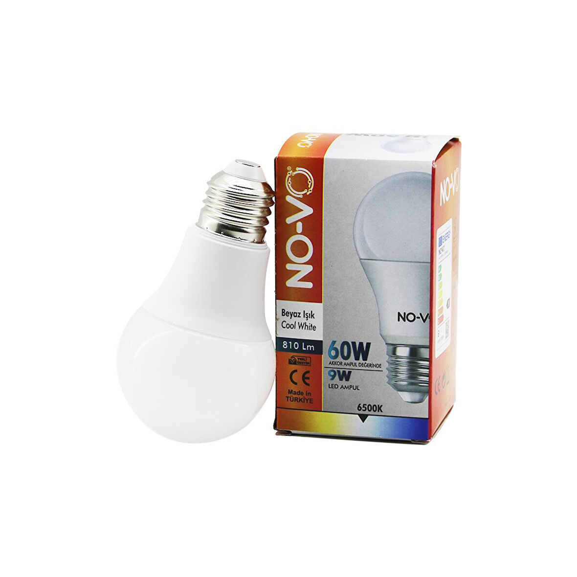 NO-VO 9W=60W E27 BEYAZ LED AMPUL 6500K - 810Lm (5224)