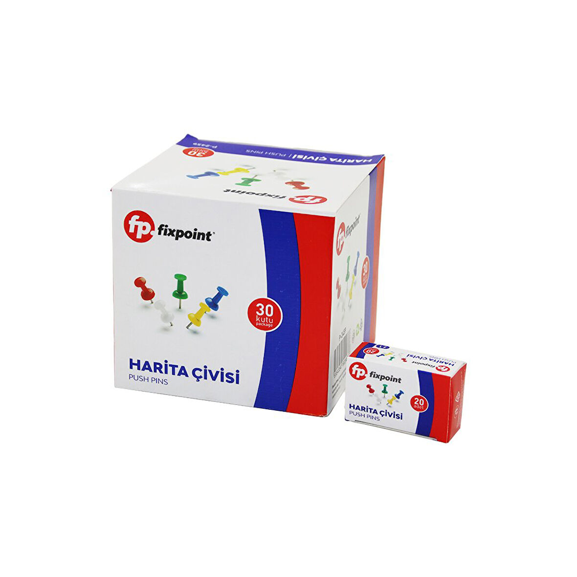 600 ADET HARİTA ÇİVİSİ RENKLİ = 20PCS X 30 (5224)