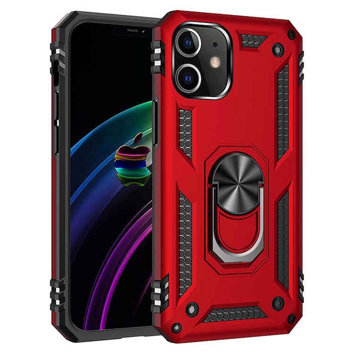 Gpack Apple iPhone 12 Kılıf Tank Koruma Vega Standlı Yüzüklü Mıknatıslı