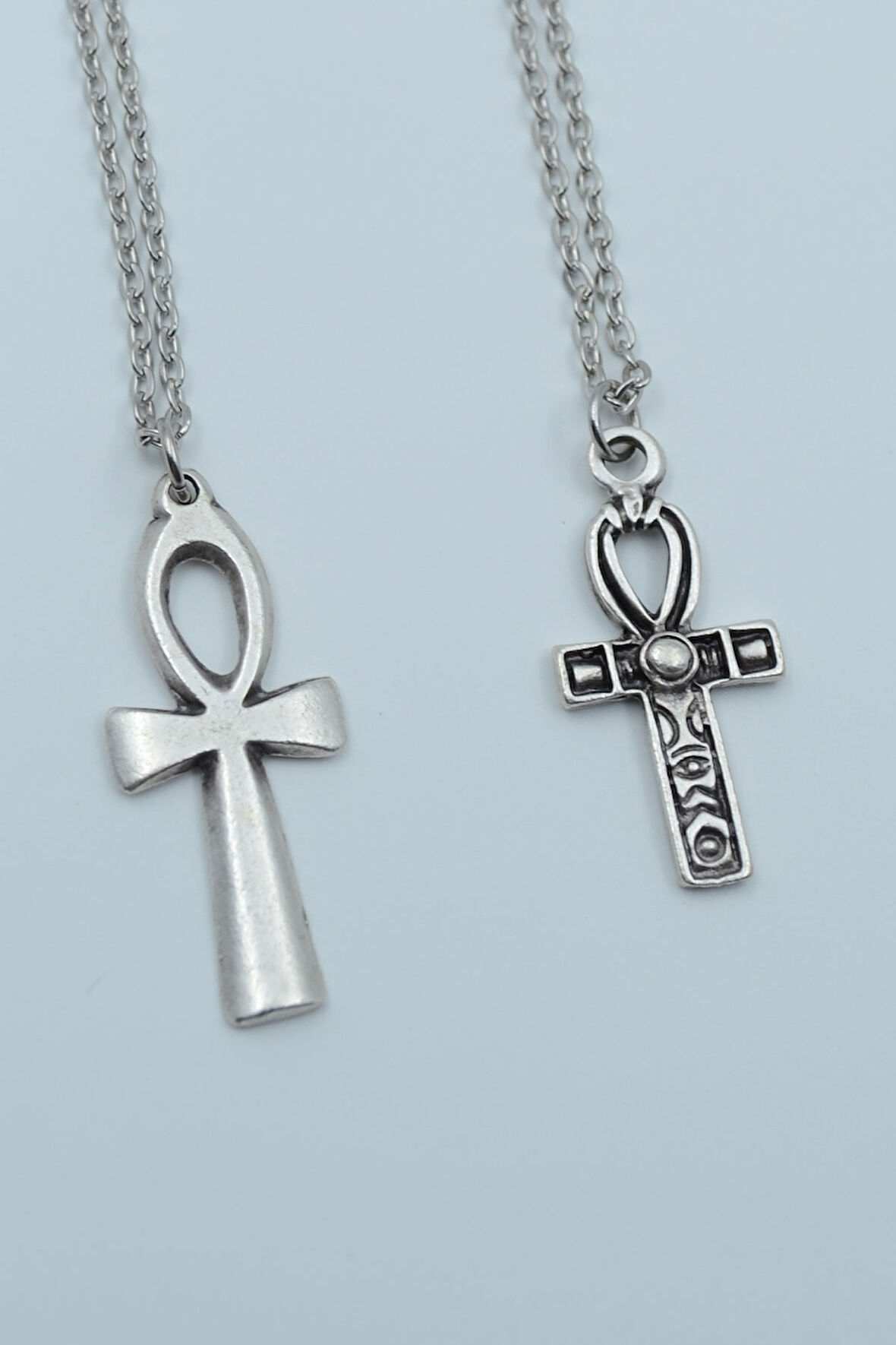 2’li Ankh Anahtarı - Nil’in Anahtarı Gümüş Kaplama Kolye Seti