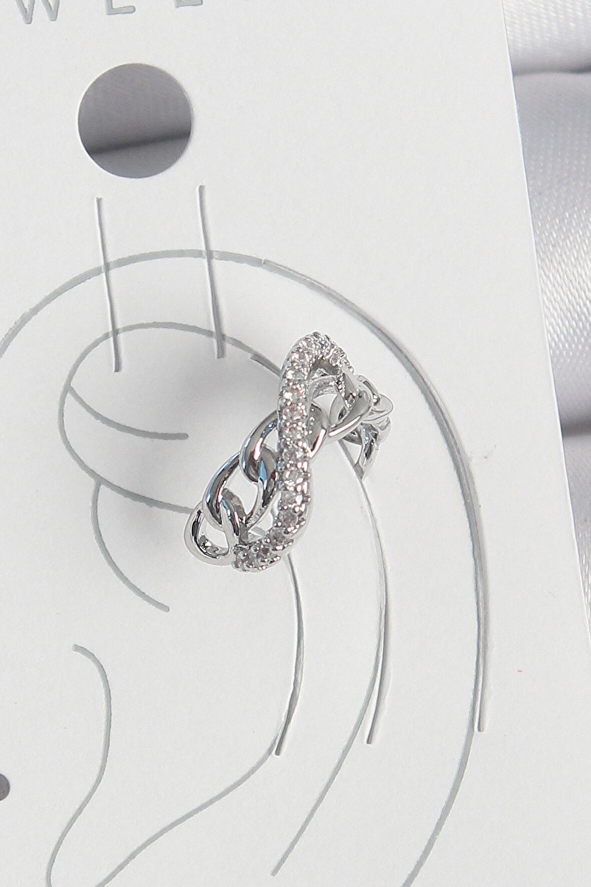 Pirinç Gümüş Renk Zirkon Taşlı Zincir Sonsuzluk Model Kadın Kıkırdak Küpe