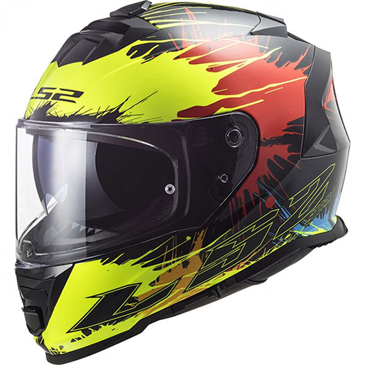 Ls2 Storm Drop Kapalı Kask Siyah-sarı-kırmızı LARGE