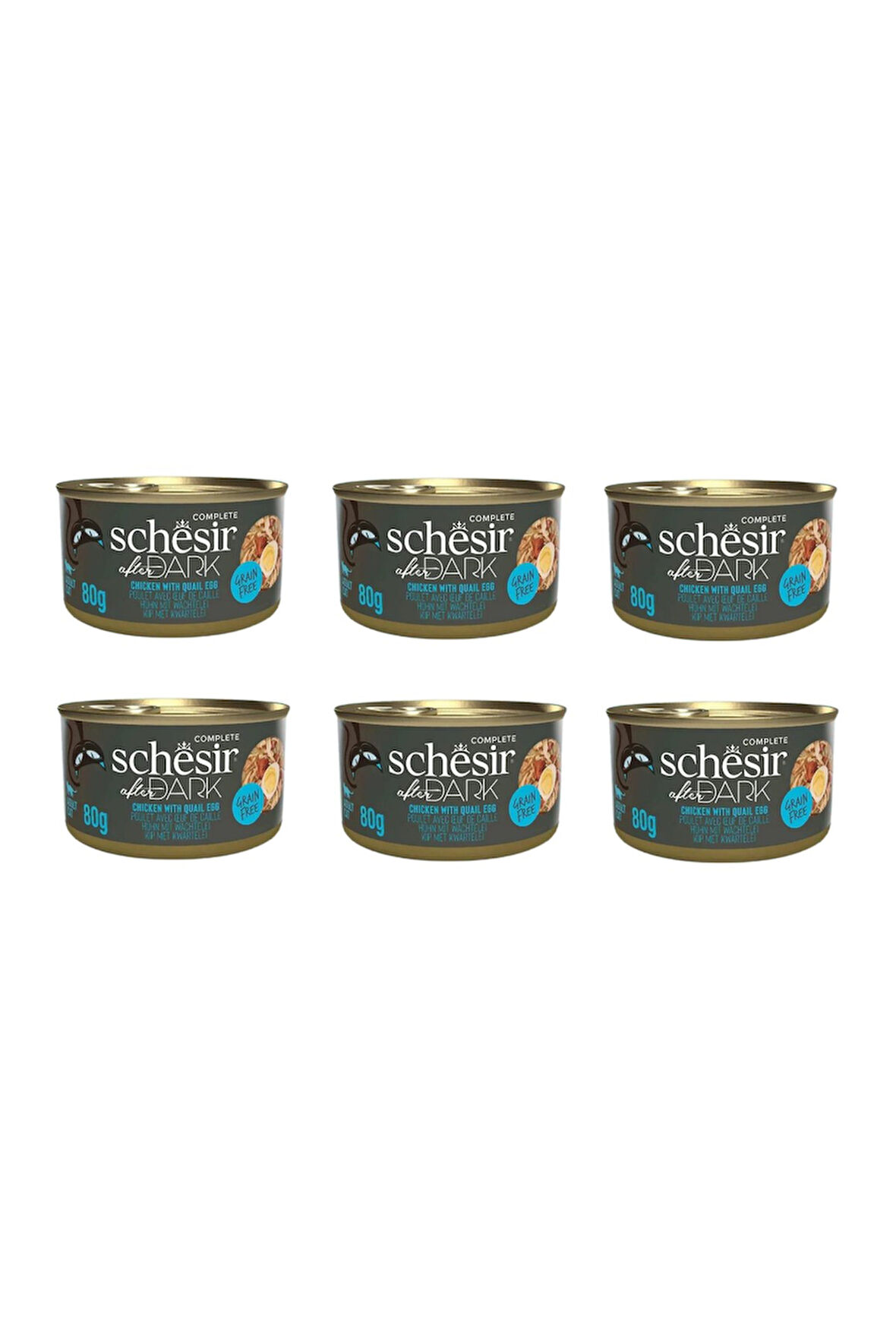 Schesir After Dark Parça Etli Tavuk ve Bıldırcın Yumurtalı Kedi Konserve 80 Gr. X 6 Adet