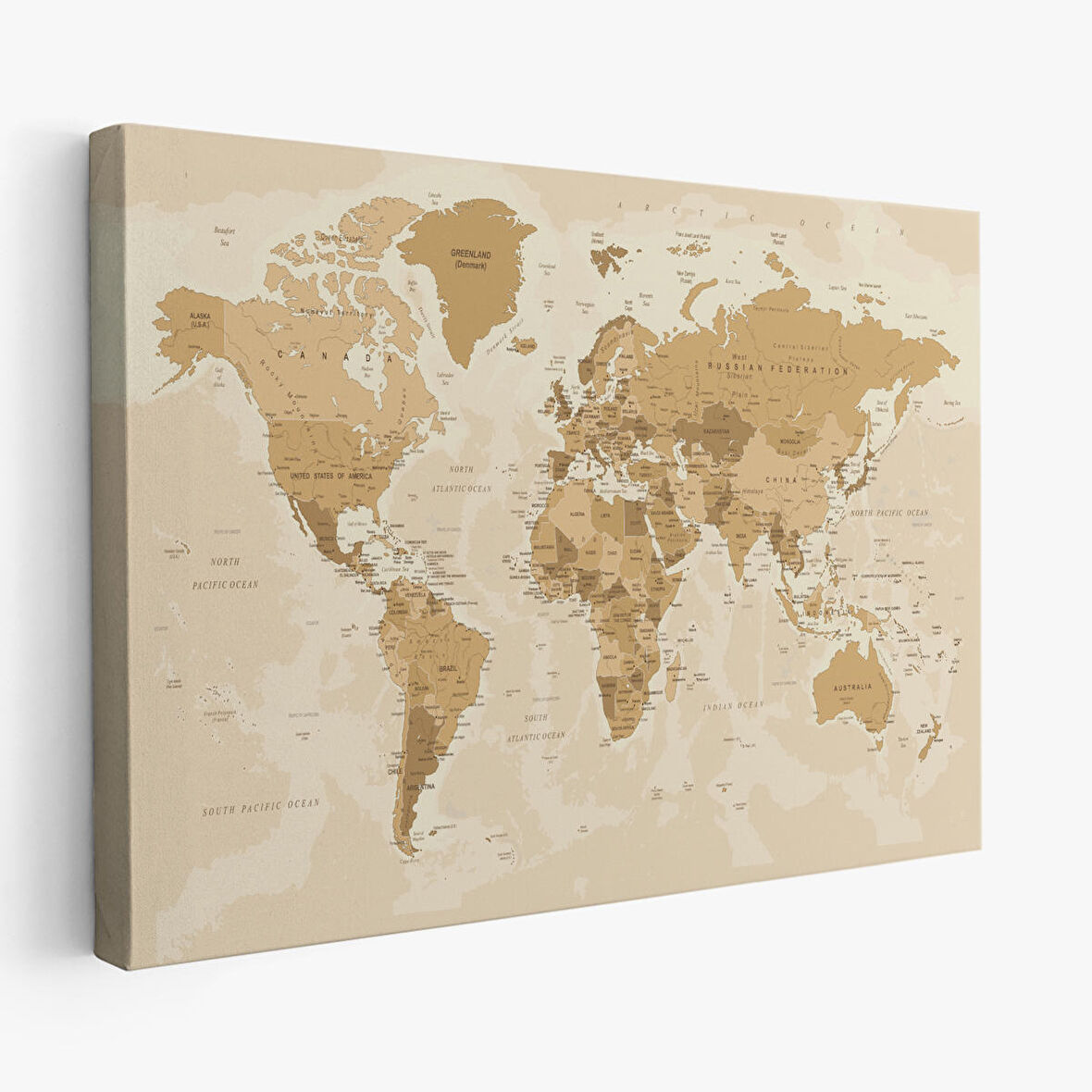 Harita Sepeti Dünya Haritası Dekoratif Kanvas Tablo 1086